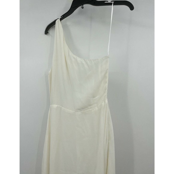 Reformation Evelyn One Shoulder Dress Ivory Size 2 Chiffon Front Slit Dress - Picture 5 of 7